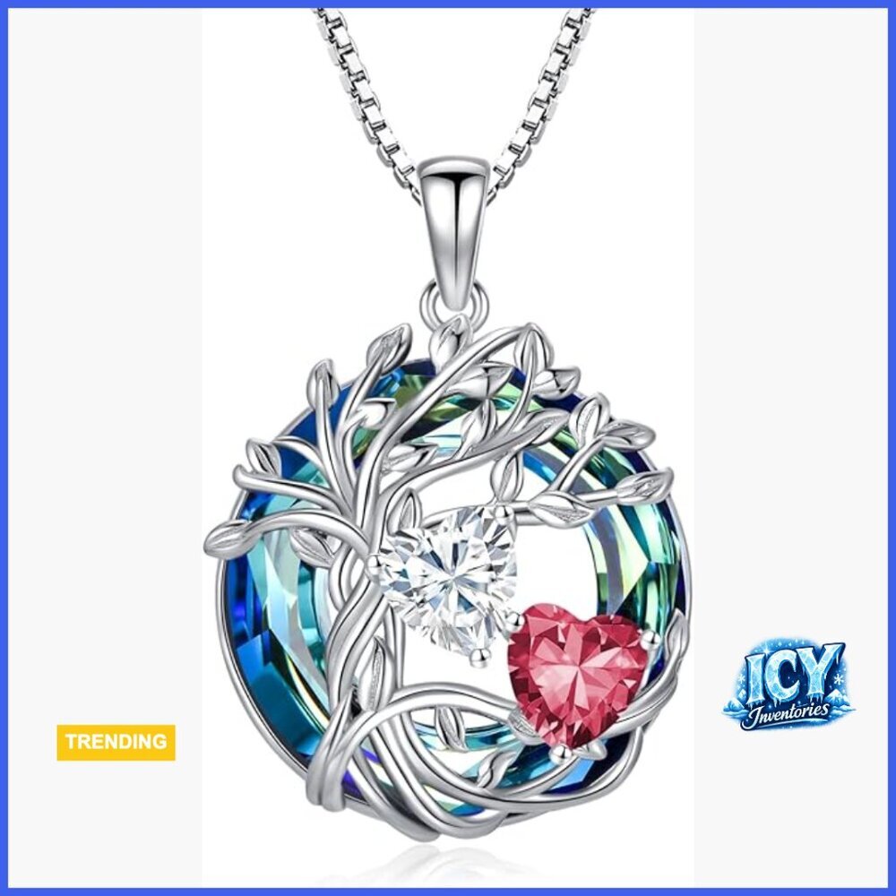 Sterling Silver White Gold Filled Celtic Tree of Life Pendant Necklace